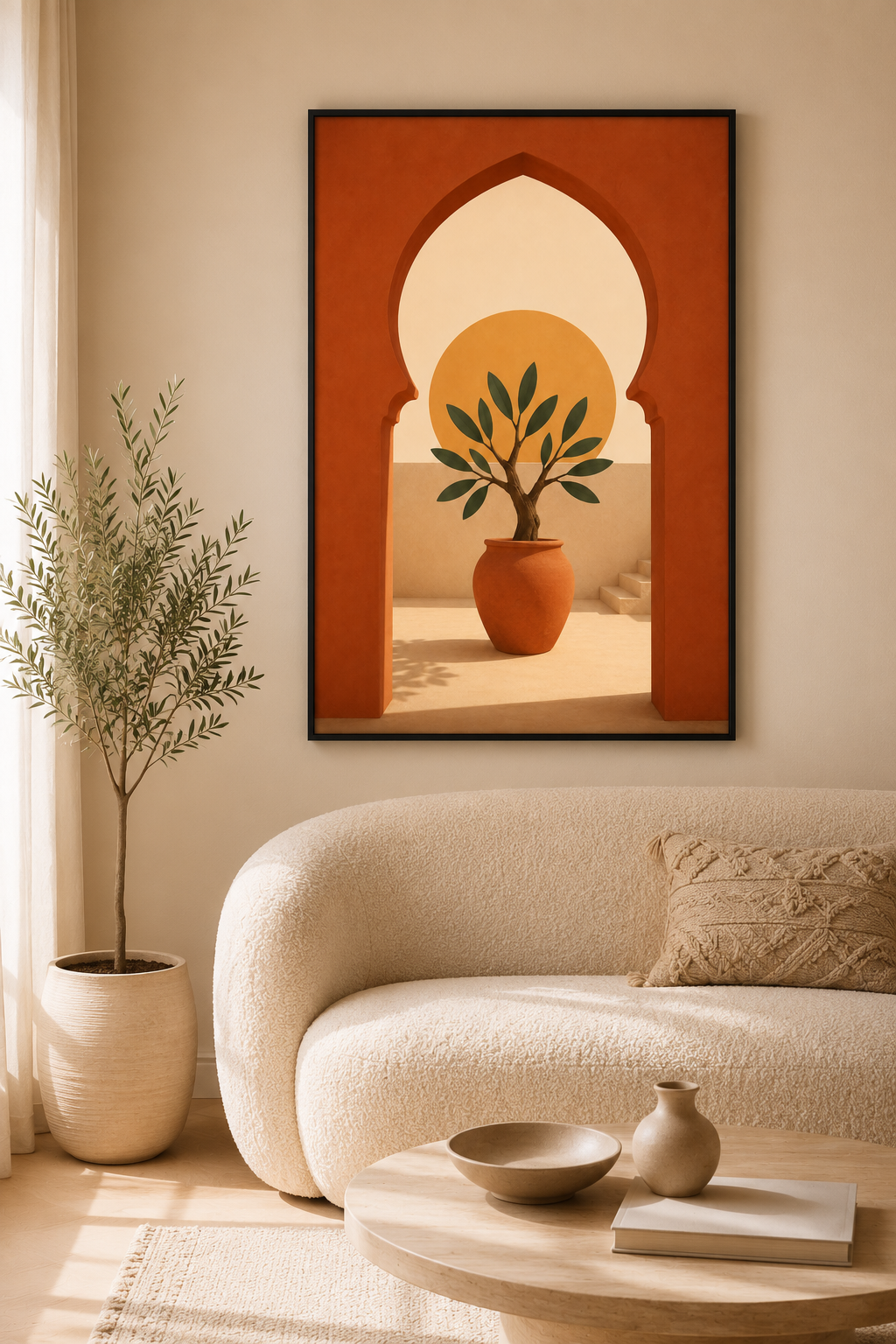 Moroccan Arch & Olive Tree Printable Wall Art | Terracotta Boho Poster | Instant Digital Download | 5 Sizes | 300 DPI