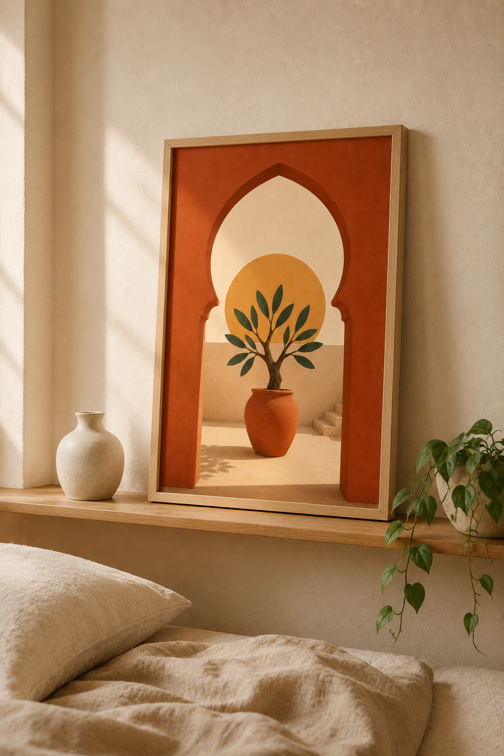 Moroccan Arch & Olive Tree Printable Wall Art | Terracotta Boho Poster | Instant Digital Download | 5 Sizes | 300 DPI