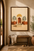 Moroccan Riad Fountain Printable Wall Art | Terracotta Courtyard Poster | Instant Digital Download | 5 Sizes | 300 DPI