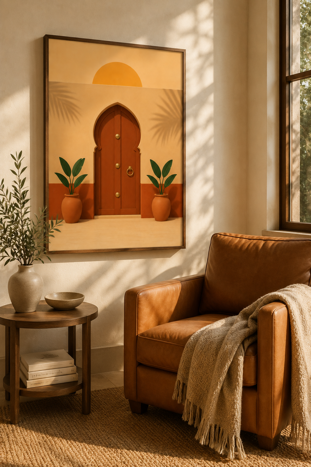 Moroccan Riad Door Print | Terracotta Keyhole Arch Wall Art | Neutral Minimalist Marrakech Printable