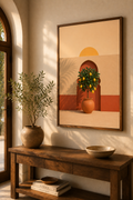 Moroccan Lemon Tree Print | Mediterranean Citrus Courtyard Wall Art | Terracotta Riad Kitchen Printable