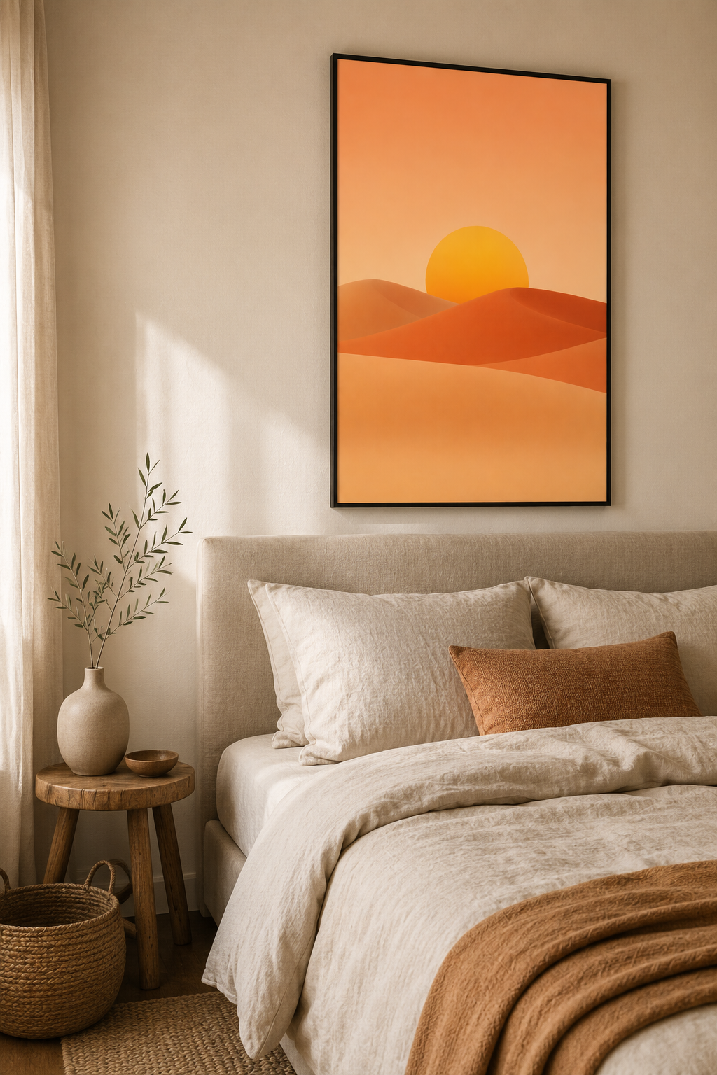 Sahara Sand Dunes Print | Minimalist Desert Wall Art | Warm Terracotta Sunset Landscape Printable