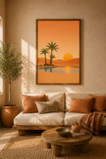 Desert Oasis Print | Moroccan Palm & Sunset Wall Art | Warm Boho Terracotta Landscape Printable