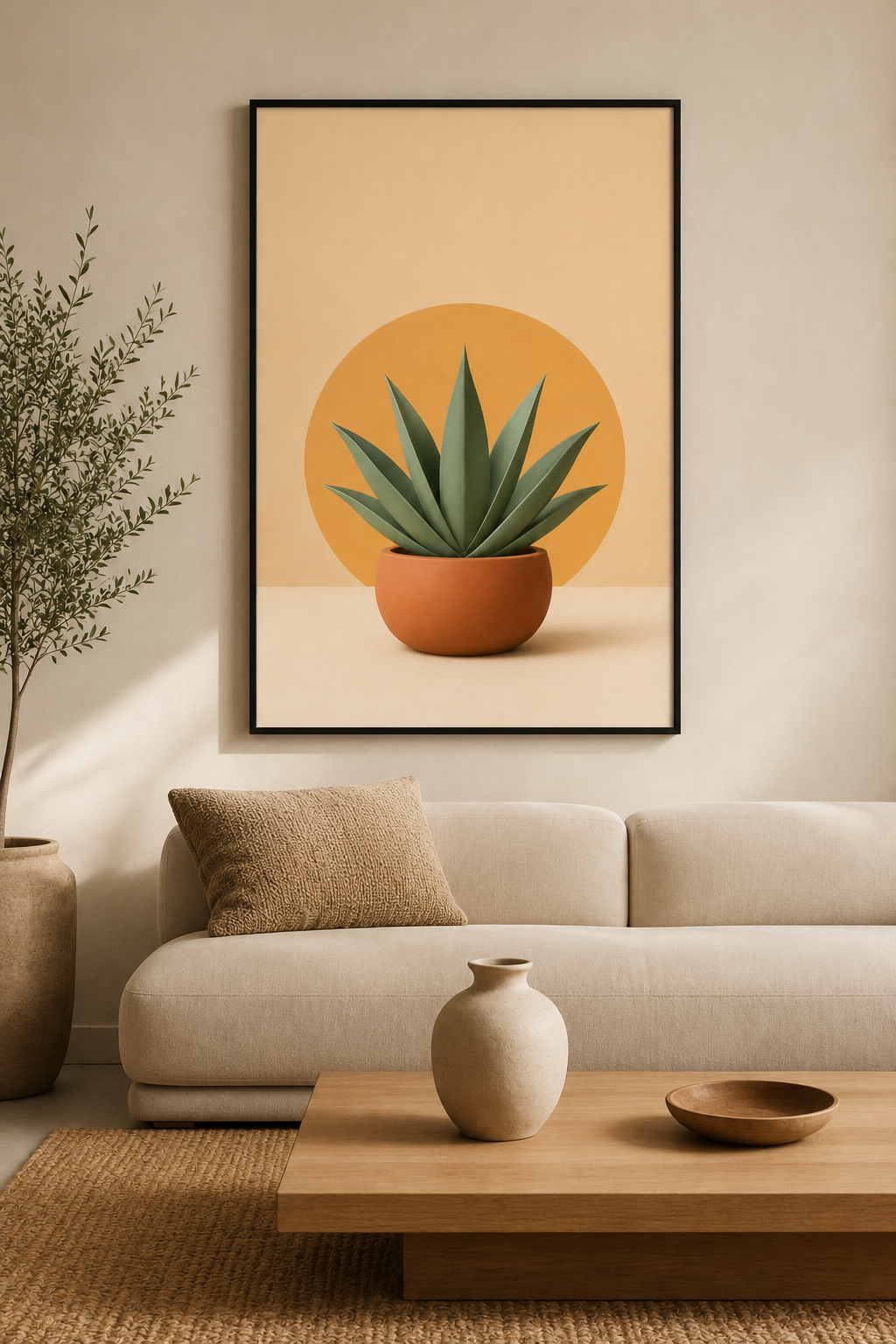 Agave Plant Print | Moroccan Botanical Wall Art | Minimalist Terracotta Boho Succulent Printable