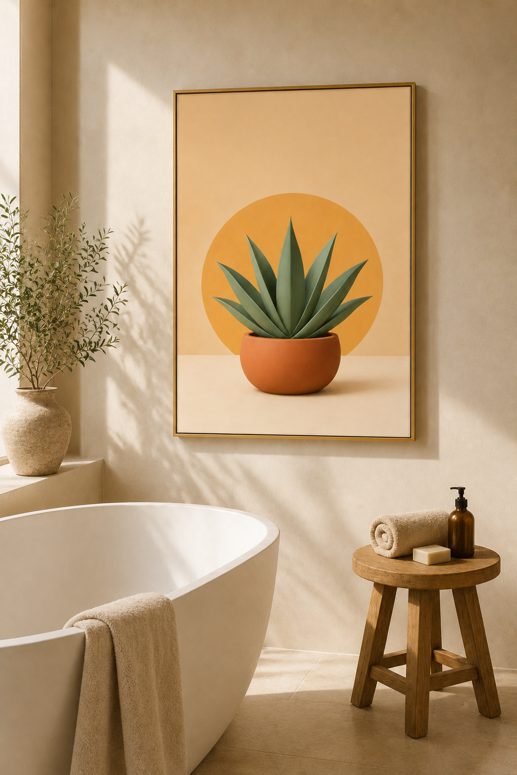 Agave Plant Print | Moroccan Botanical Wall Art | Minimalist Terracotta Boho Succulent Printable