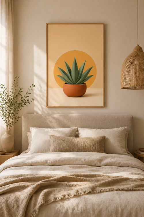 Agave Plant Print | Moroccan Botanical Wall Art | Minimalist Terracotta Boho Succulent Printable