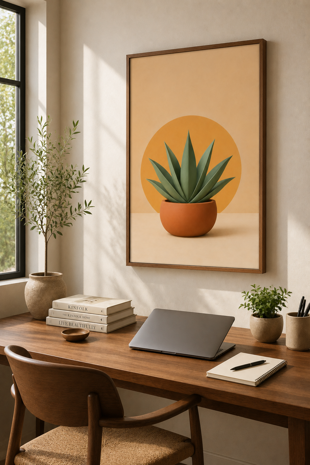 Agave Plant Print | Moroccan Botanical Wall Art | Minimalist Terracotta Boho Succulent Printable