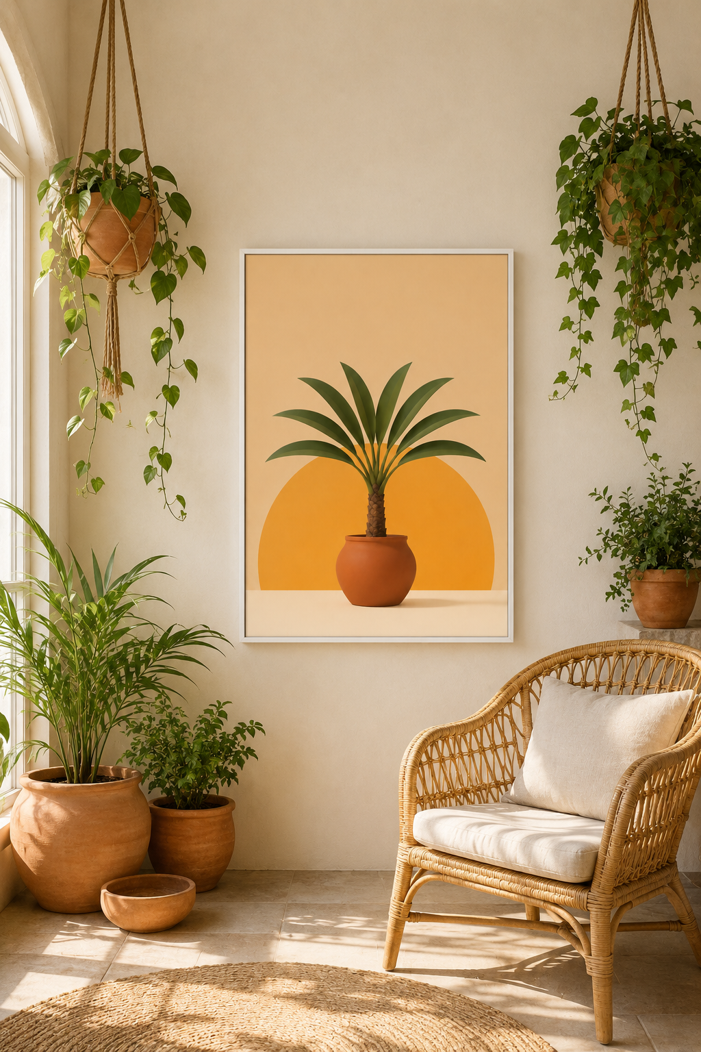 Potted Palm Print | Moroccan Botanical Wall Art | Minimalist Terracotta Boho Plant Printable