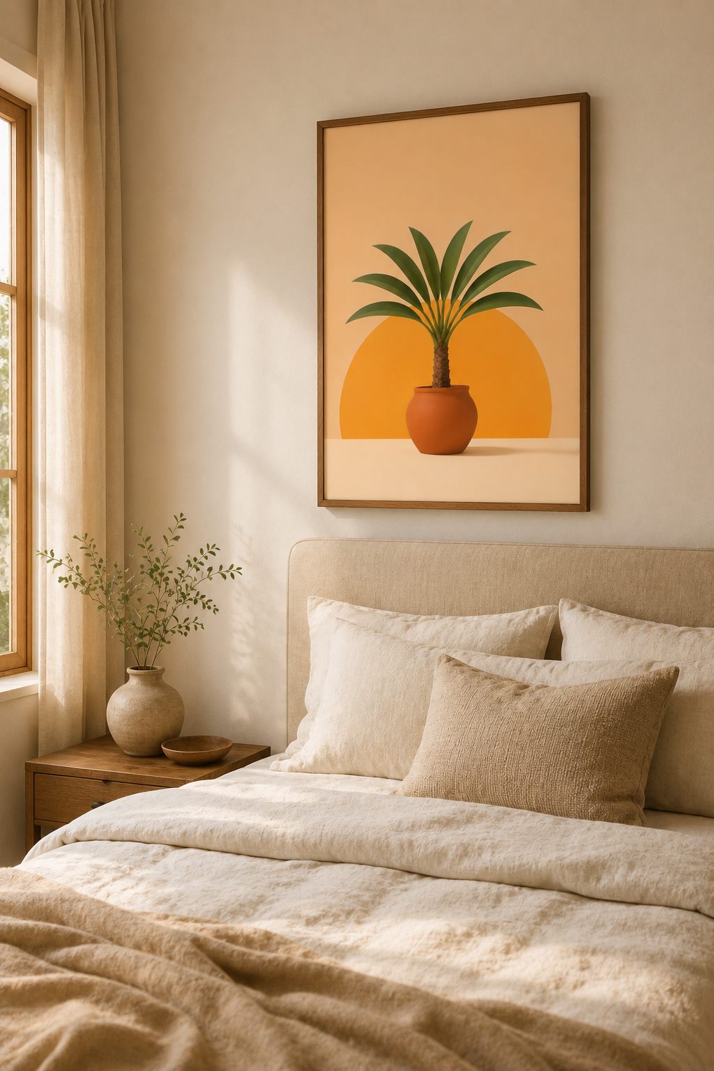 Potted Palm Print | Moroccan Botanical Wall Art | Minimalist Terracotta Boho Plant Printable
