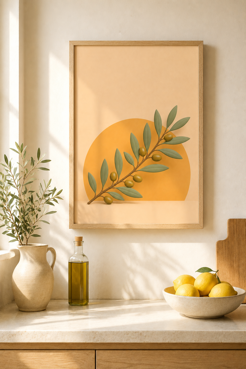 Olive Branch Print | Mediterranean Botanical Wall Art | Minimalist Terracotta Boho Plant Printable