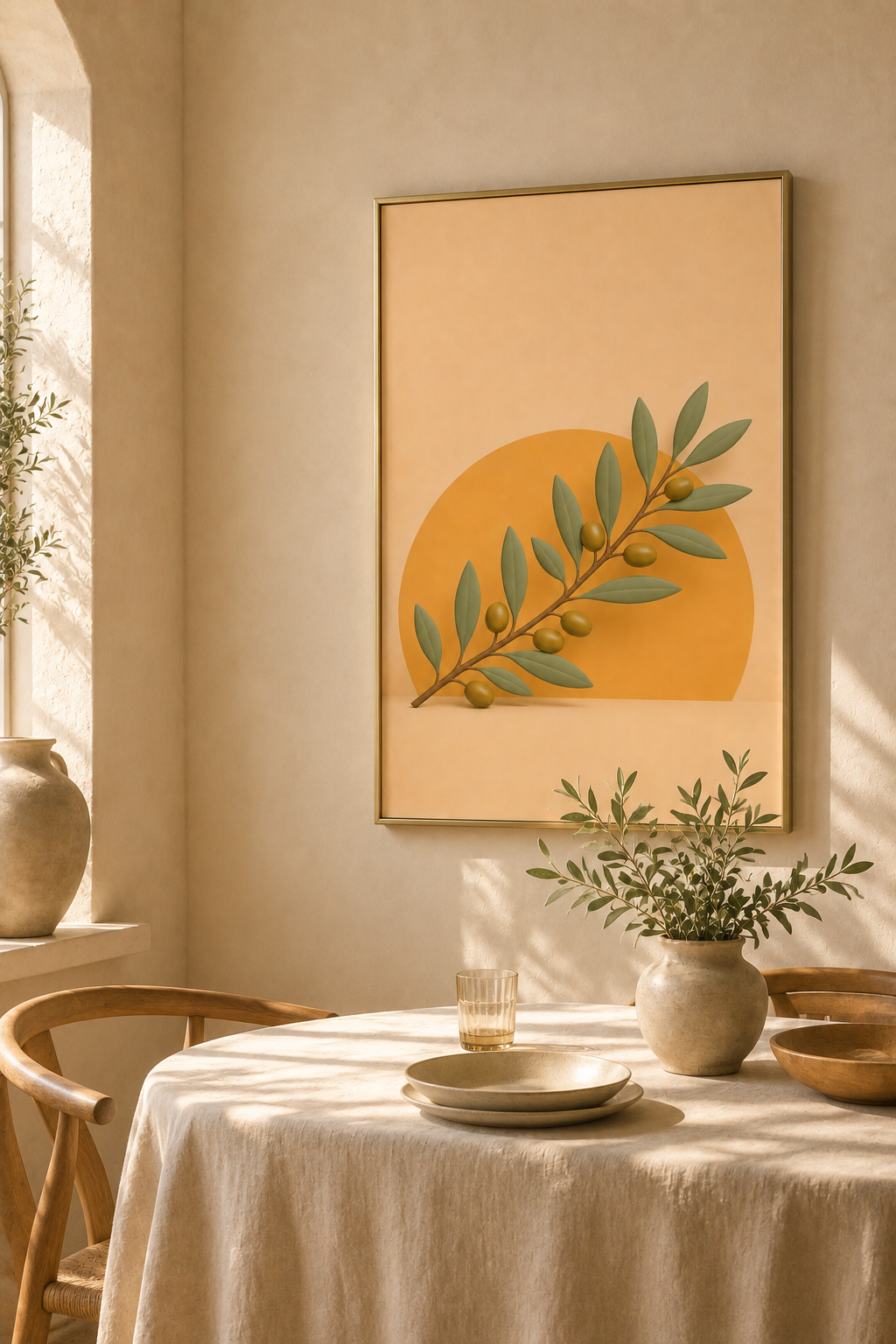 Olive Branch Print | Mediterranean Botanical Wall Art | Minimalist Terracotta Boho Plant Printable